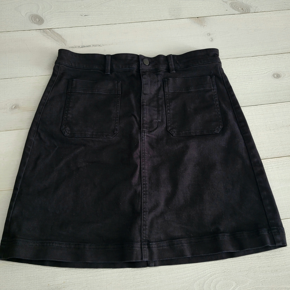 Everlane Classic Black Denim Skirt Cotton Neutral Preppy Western.